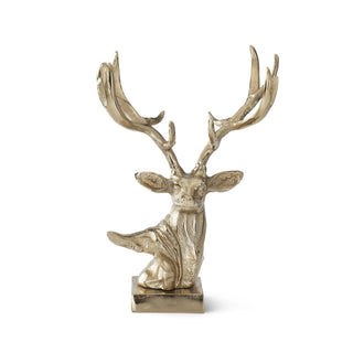 Gold Metal Deer Bust on Square Base 17"