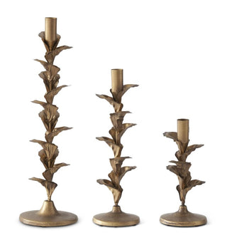 Gold Metal Floral Petal Taper Candleholder Assorted antique