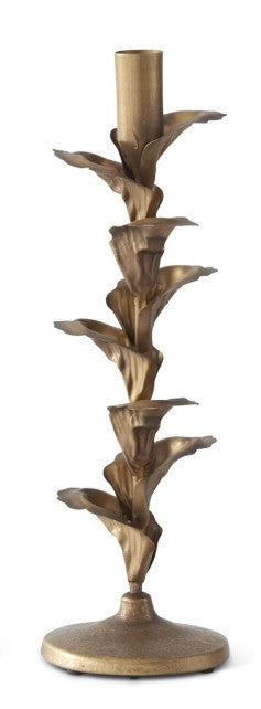 Gold Metal Floral Petal Taper Candleholder Assorted antique