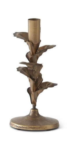 Gold Metal Floral Petal Taper Candleholder Assorted antique