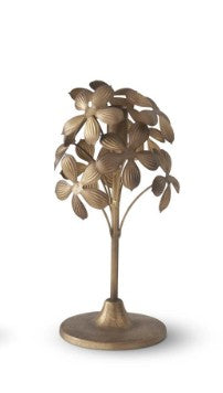 Gold Metal Flower Taper Candleholder Assorted