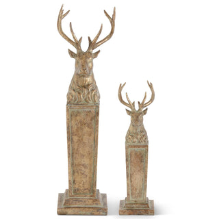 Gold Resin Deer Bust on Pillar Assorted