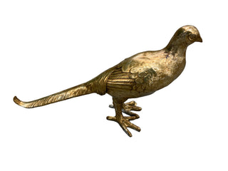 A metallic gold pheasant figurine  distress