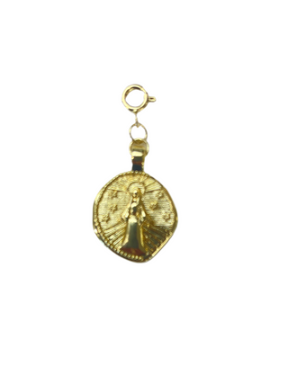 Gold Virgin Mary Round Clip Charm