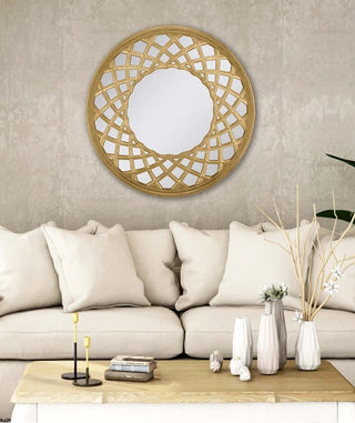 Golden Dream Mirror gold woven pattern frame elegant