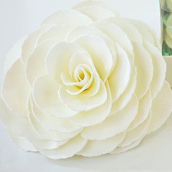 A creamy white gardenia bloom soap flower with numerous petals, designed to resemble a real gardenia flower. Graceful Day Gardenia Petal Soap Flower.