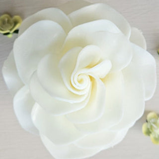 A close-up image of a creamy white gardenia bloom soap flower with several petals. Graceful Day Gardenia  