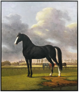 Grand Cheval Remarque Floating Canvas black horse white face farm 