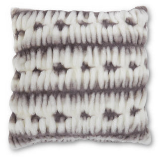 Gray & White Ribbed Vegan Fur Pillow 24" plush cozy soft