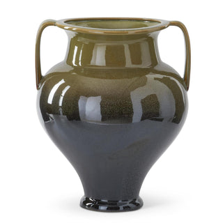 Green & Black Ombre Glazed Ceramic Vase 16.25"