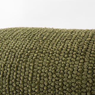 Green Braided Stripe Down Alternative Lumbar Pillow knit recycle ivory white 