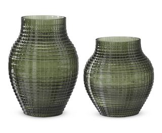 Green Grid Pressed Vase Assorted