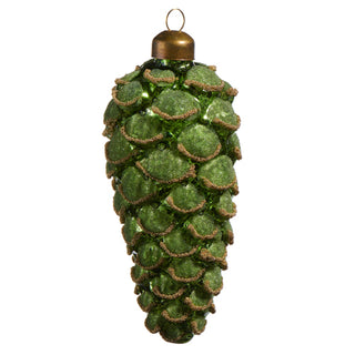 Green Pinecone Ornament gold highlights