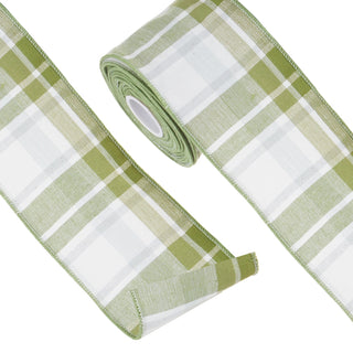 Green Plaid Ribbon 4" SOLD BY THE FOOT