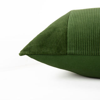 Green Velvet Corduroy Stripe Down Alternative Lumbar Pillow