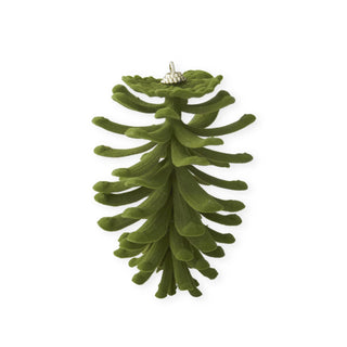 Green Velvet Flocked Open Pinecone Ornament