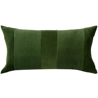 Green Velvet Stripe Down Alternative Lumbar Pillow