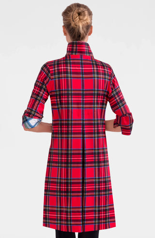 Gretchen Scott Alli Dress Duke of York gold buttons red tartan plaid