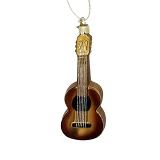 Brown Guitar Glass Ornament