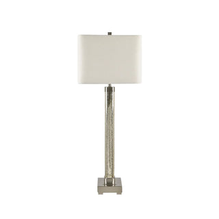 Gunner Buffet Lamp
silver shine glass off white barrel shade