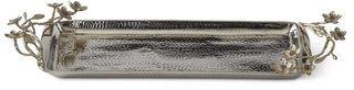 Hammered Silver Metal Tray with Gold Metal Floral Handles Assorted flower