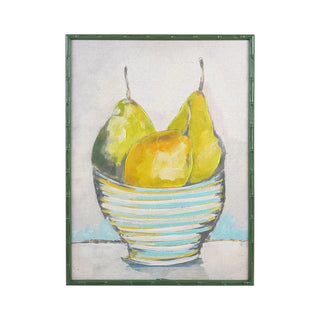 Hand-Painted Canvas Wall Decor with Fruit Bowl 24 x 32 yellow turquoise