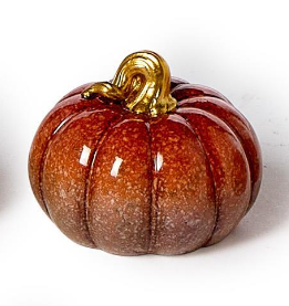 Hand-Painted Resin Pumpkin Assorted fall red gold stem