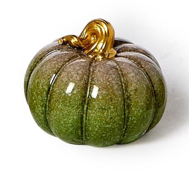 Hand-Painted Resin Pumpkin Assorted fall green gold stem