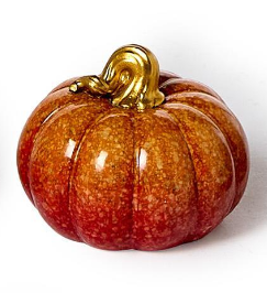 Hand-Painted Resin Pumpkin Assorted fall orange gold stem glossy