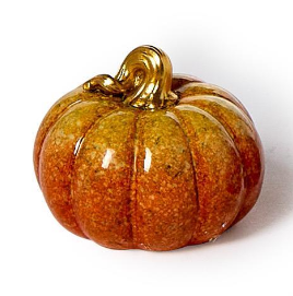 Hand-Painted Resin Pumpkin Assorted fall yellow gold stem