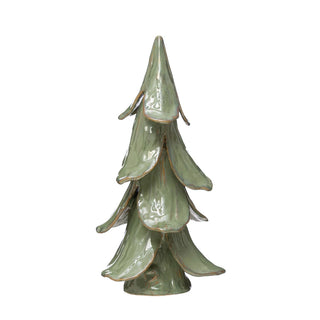 Handmade Stoneware Tree with Reactive Glaze in Mint Green 15.5"
