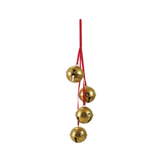 Hanging Metal Bells on Red Velvet Ribbon in Gold jingle bell star
