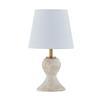 Hansel Mini Lamp travertine cream base gold stem white shade