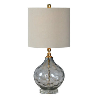 Hattie Table Lamp grey glass dippled gold finial cream shade