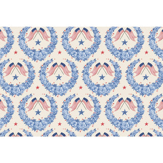 Hester & Cook American Floral Placemat red white blue flower flag star stripe