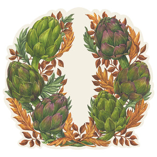 Hester & Cook Die-Cut Artichoke Wreath Placemats brown orange green fall harvest autumn