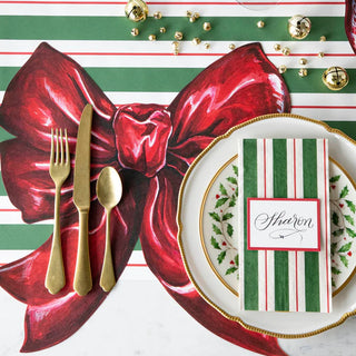 Hester & Cook Die-Cut Bow Placemats featured in a Christmas tablescape