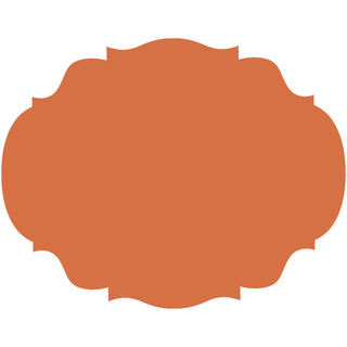 Decorative orange paper placemat on a white background. Hester & Cook Die-Cut Orange French Frame Placemats