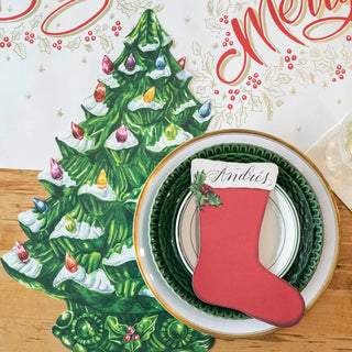 Hester & Cook Die-Cut Vintage Christmas Tree Placemats with table scape