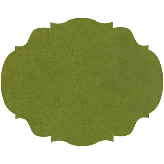 Green decorative paper placemat on a white background. Hester & Cook Green French Frame Placemats