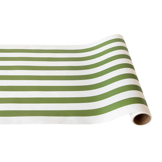 Hester & Cook Moss Classic Stripe Runner green and white fall spring table top