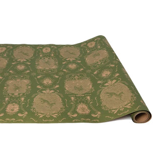 Hester & Cook Moss Fable Toile Runner green beige fox scroll