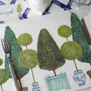 Up close of the Hester & Cook Topiary Garden Placemats