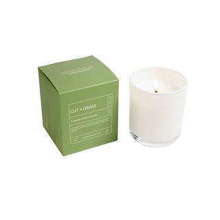 Hillhouse Naturals Cut Grass 9 oz. Candle in White Glass in Box jasmine wisteria crisp