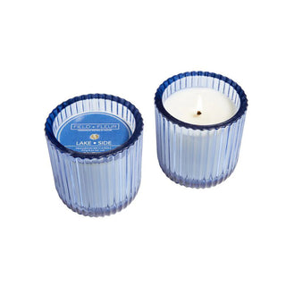 Hillhouse Naturals Lake Side Candle in Blue Glass sandalwood coconut amber musk citrus