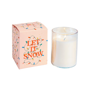Candle with 'Let It Snow' packaging on a white background, Hillhouse Naturals Let it Snow 8 oz Candle