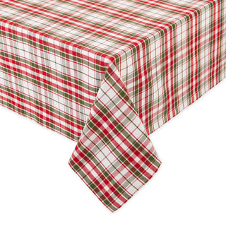 Holly Jolly Plaid Tablecloth 60" x 84" red white green