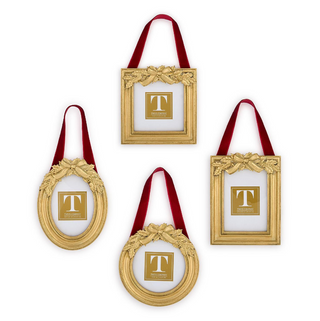 Holly Leaves Hanging Photo Frame / Ornament Assorted gold Christmas