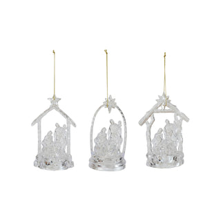 Holy Family Ornament with LED Light Assorted star nativity