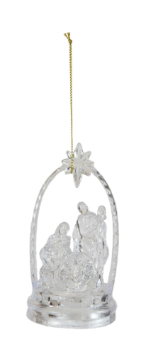 Holy Family Ornament with LED Light Assorted star nativity battery